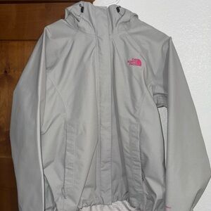 The North Face Light Gray Jacket with Pink Accent